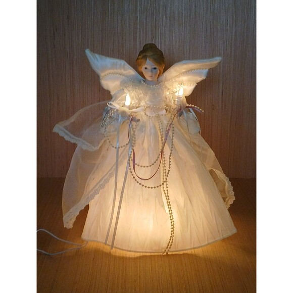 12 Inch Light Up Christmas Angel Tree Topper Beautiful Holiday Tree Decoration - Picture 2 of 16